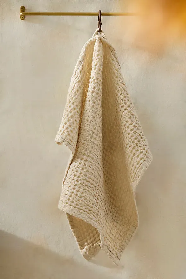 Waffle Weave Face Towel - Ivory, Cotton/Linen by Anthropologie