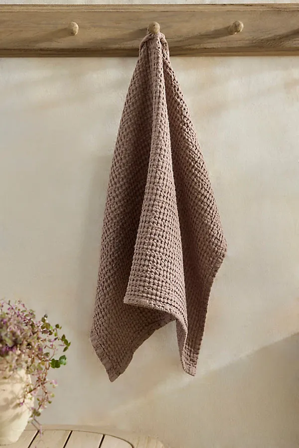 Waffle Weave Hand Towel - Beige, Cotton/Linen by Anthropologie