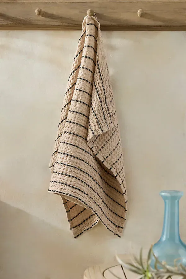 Waffle Weave Hand Towel - Beige, Cotton/Linen by Anthropologie