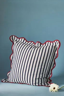 Scalloped Square Cushion - Blue, Polyester/Cotton product