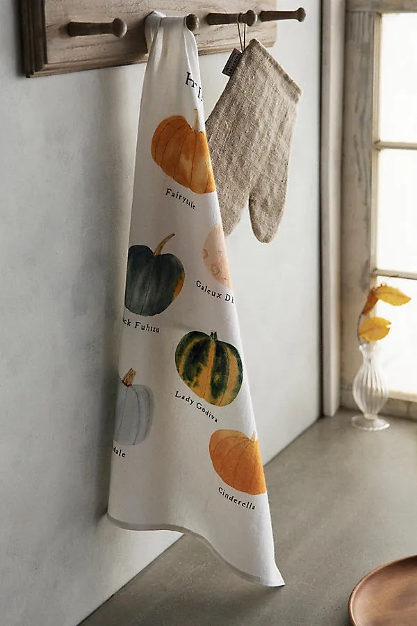 Heirloom Pumpkins Dish Towel - Cotton, Linen by Anthropologie