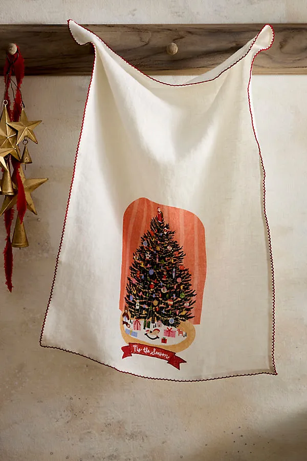 Terrain Tinsel Tree Dish Towel - Linen by Anthropologie