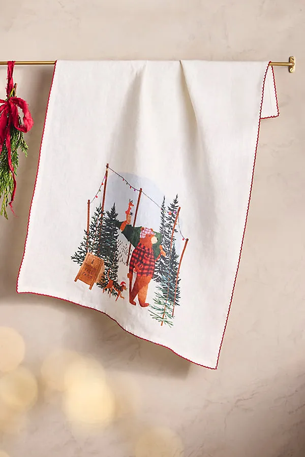 Tree Farm Friends Dish Towel - Linen by Anthropologie