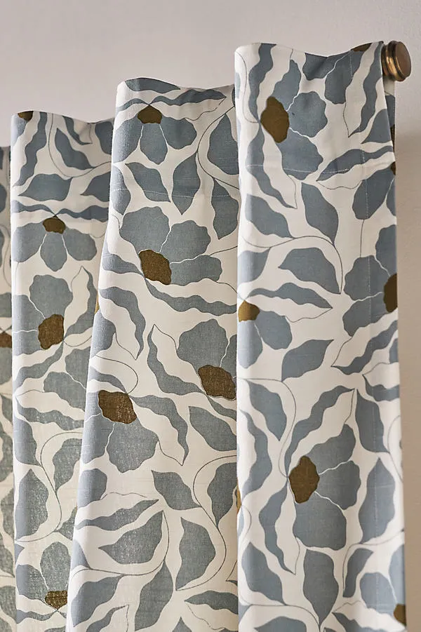 Cotton Printed Floral Curtain - Blue product