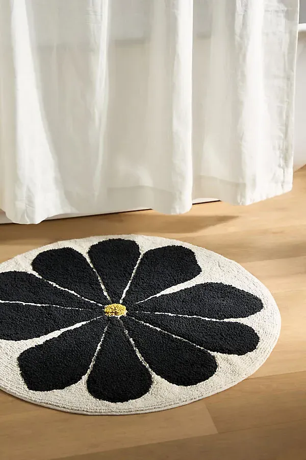 Floral Threads Round Bath Mat - Hand-Tufted Cotton product
