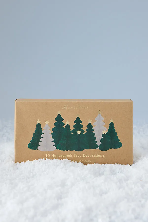 3D Honeycomb Christmas Trees - Green, White by Anthropologie, image 2