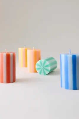 Bright Striped Pillar Candles Set of 5 product
