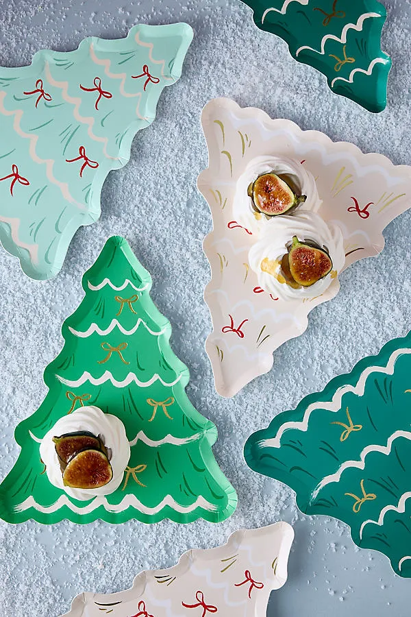 Christmas Tree With Bows Paper Plates - Gold Foil by Anthropologie