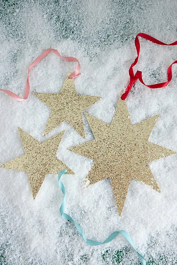 Gold Glitter Hanging Star Decorations - Gold by Anthropologie