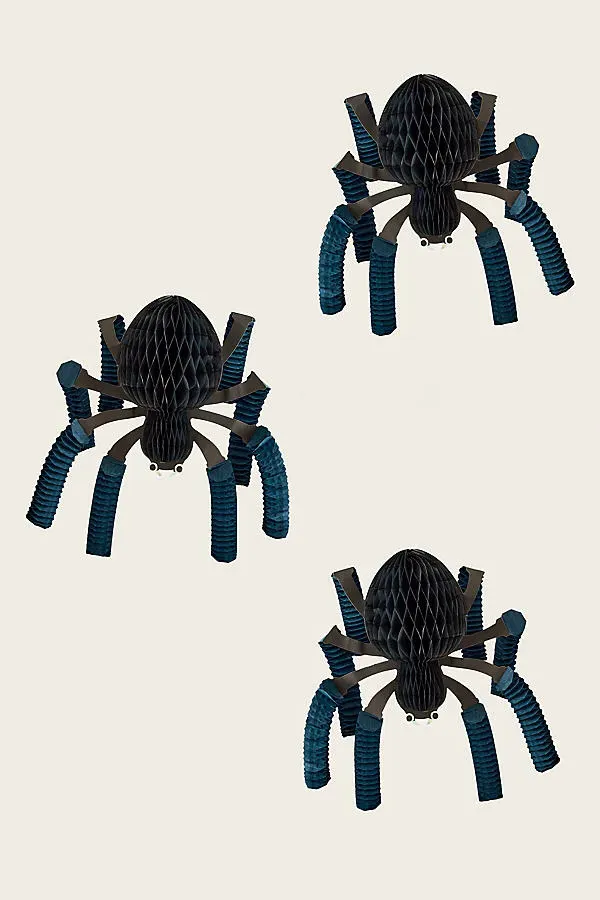 Honeycomb Spider Hanging Decorations - Black, Paper by Anthropologie