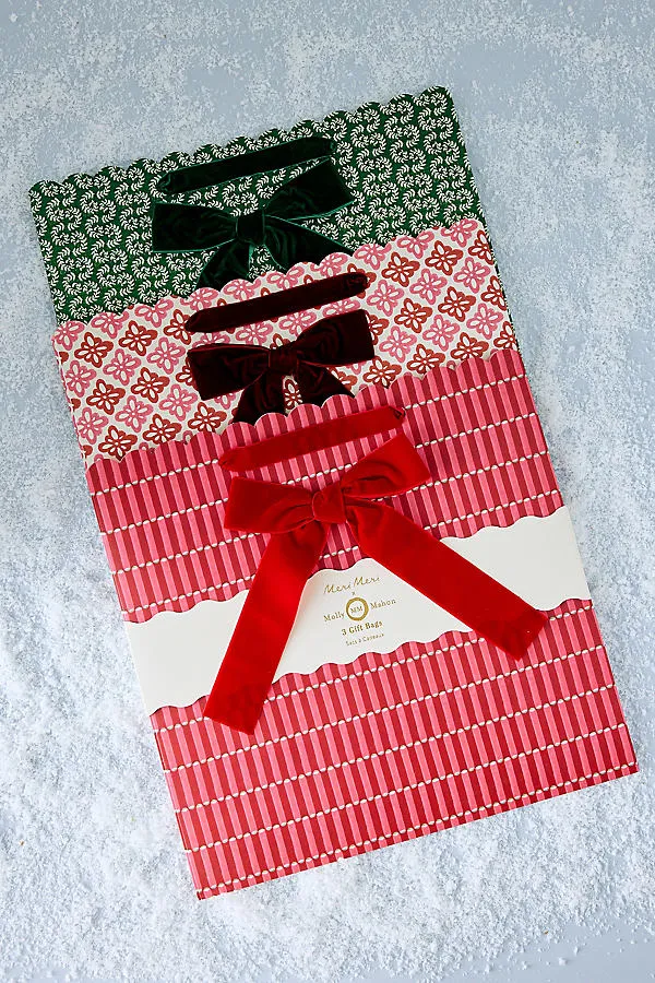 Molly Mahon Large Gift Bags Set of 3 - Red, Green by Anthropologie