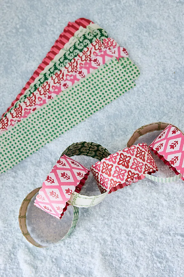 Molly Mahon Paper Chain Garland - Red, Green by Anthropologie