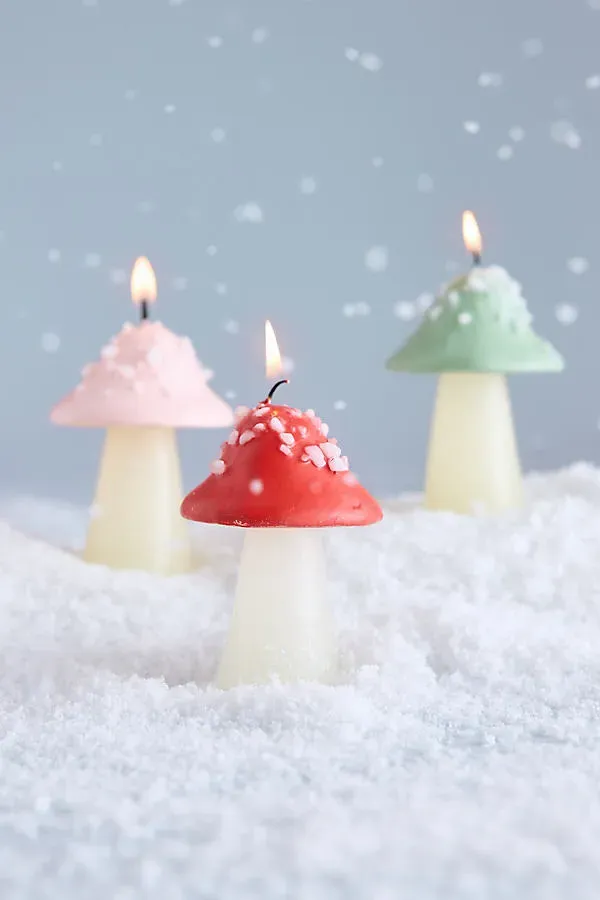 Mushroom Shaped Wax Candles by Anthropologie