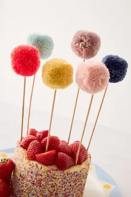Pom Pom Cake Topper - Pack of 6 product