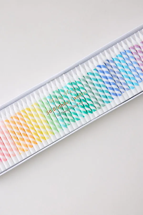 Rainbow Striped Birthday Candles - 50 Pack product