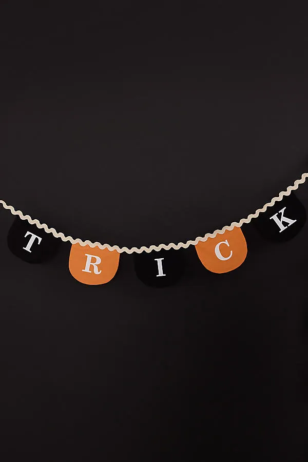 Trick or Treat Fabric Garland - Orange, Black by Anthropologie