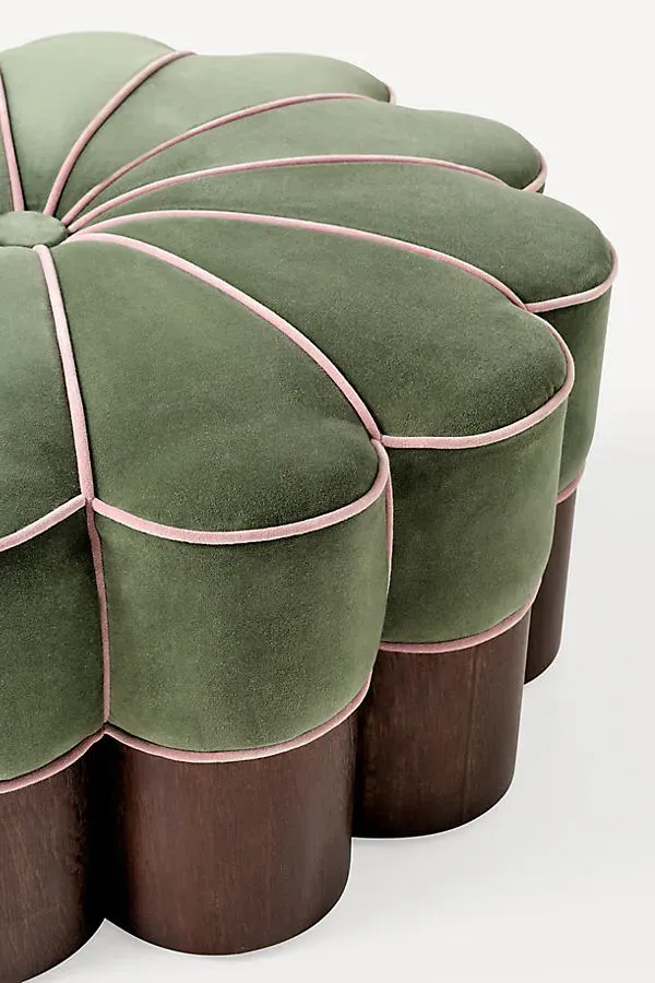 Merve Kahraman Floral Coffee Table Ottoman - Cotton Velvet product