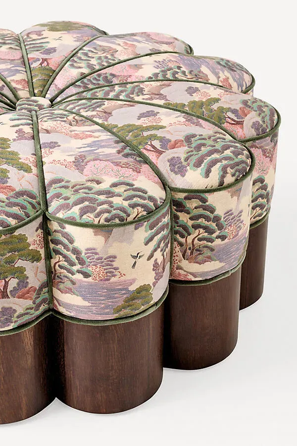 Merve Kahraman Floral Ottoman - Cotton-Linen Blend product