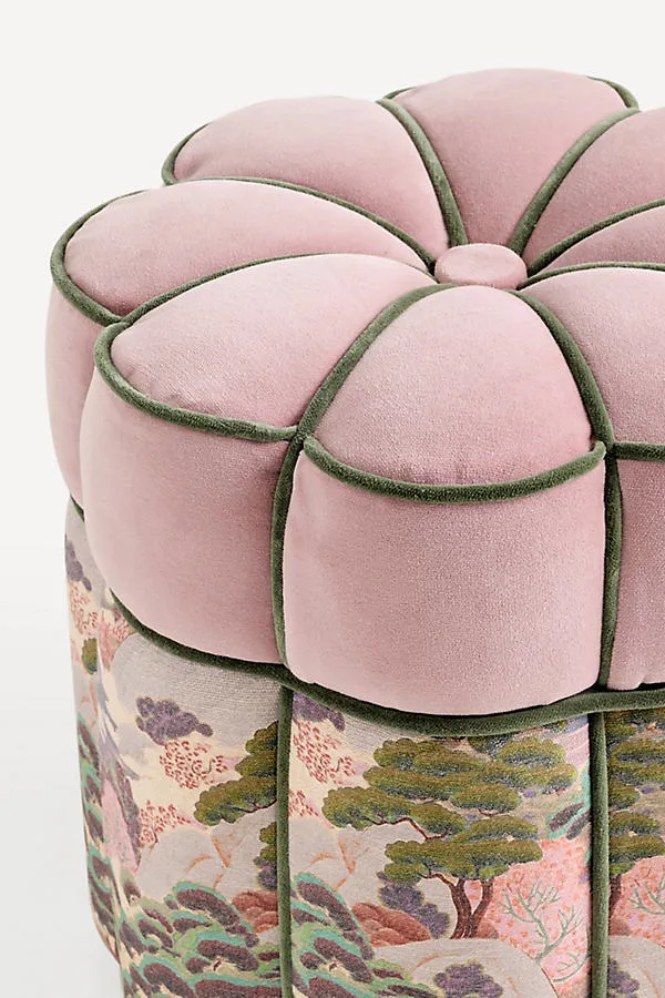 Merve Kahraman Floral-Shaped Ottoman - Cotton-Linen Blend product
