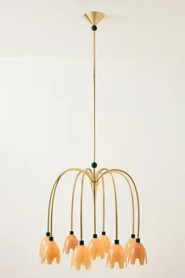 Merve Kahraman Large Floral Glass Chandelier - Yellow by Anthropologie, alternate view