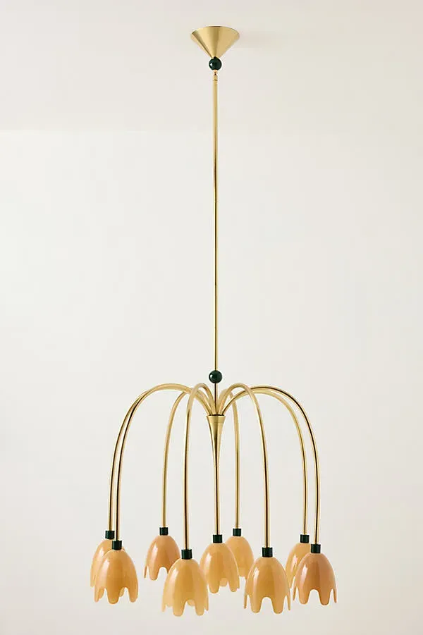Merve Kahraman Large Floral Glass Chandelier - Yellow by Anthropologie