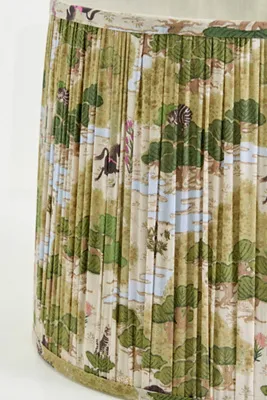 Merve Kahraman Ruched Printed Drum Lampshade - Green, Cotton by Anthropologie, image 2