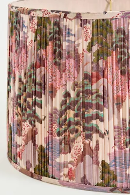 Merve Kahraman Ruched Printed Drum Lampshade - Purple, Cotton by Anthropologie, image 2