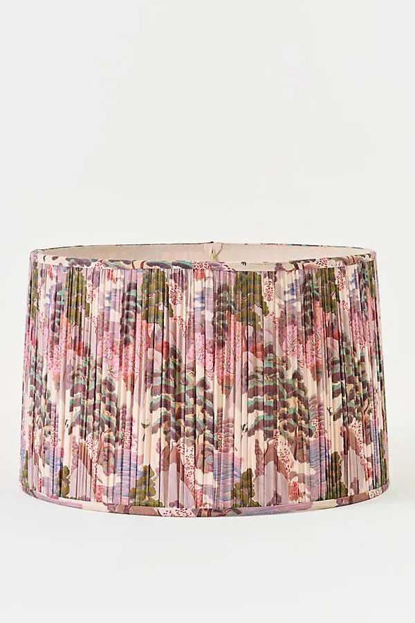 Merve Kahraman Ruched Printed Drum Lampshade - Purple, Cotton by Anthropologie