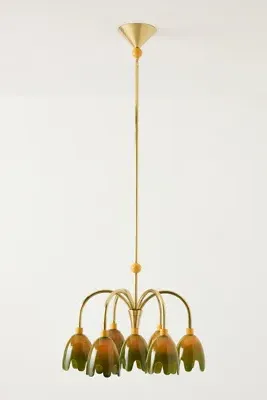 Merve Kahraman Small Floral Glass Chandelier - Green by Anthropologie, alternate view