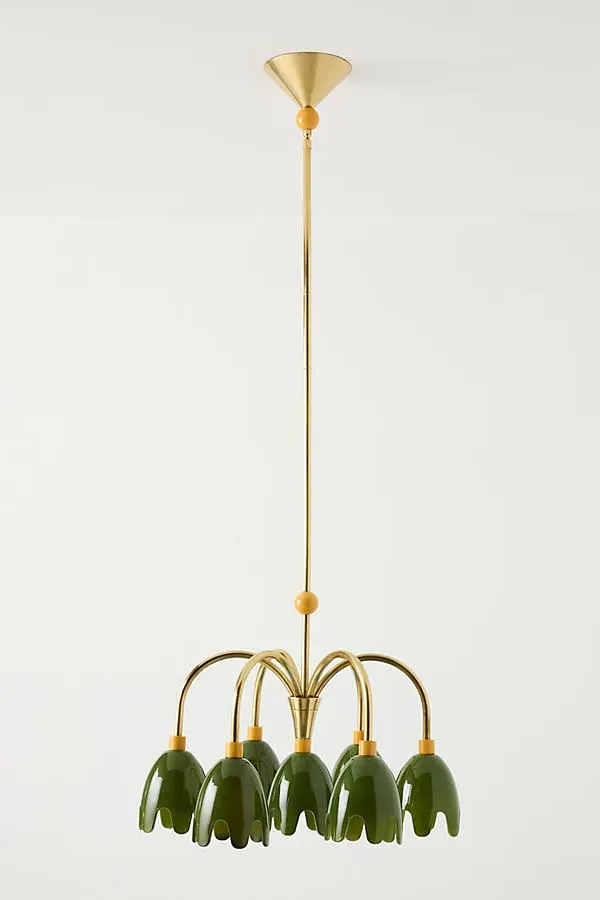 Merve Kahraman Small Floral Glass Chandelier - Green by Anthropologie