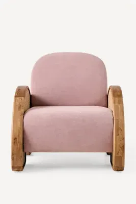 Merve Kahraman Velvet Cane Chair - Pink, Velvet alternate view