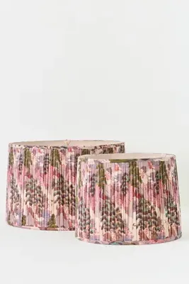 Ruched Printed Drum Lamp Shade - Purple, Cotton Voile by Anthropologie, image 2