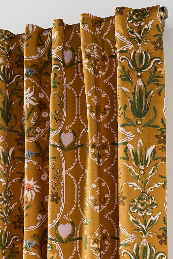 Edelweiss Printed Cotton Curtain - Yellow product