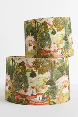 Gardens of Jaipur 12" Drum Lamp Shade - Green, Cotton by Anthropologie, alternate view