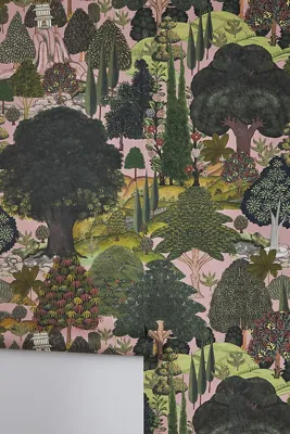 Jardin Sauvage Dog Landscape Wallpaper - Green by Anthropologie, alternate view