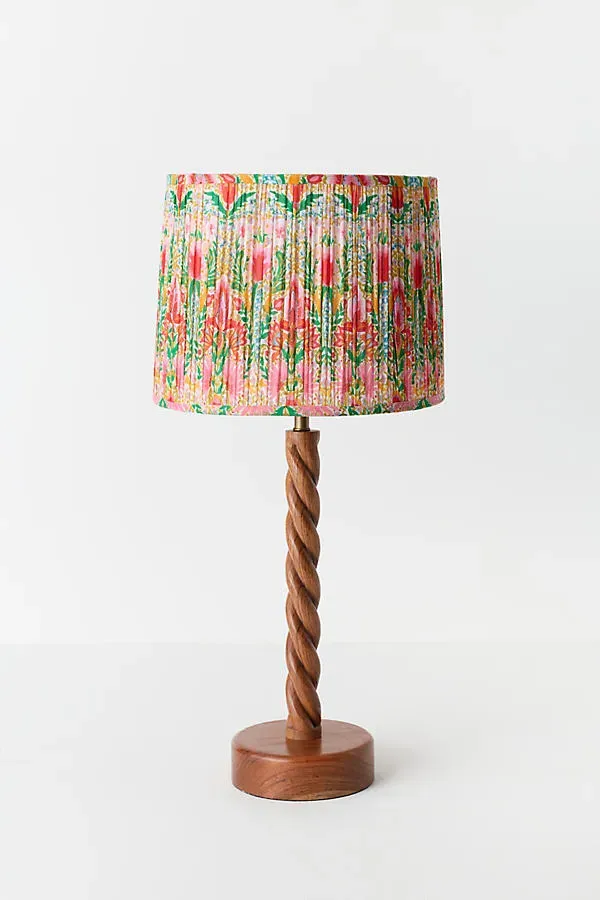 Suzie Q Ruched Fabric Printed Drum Shade - Cotton by Anthropologie