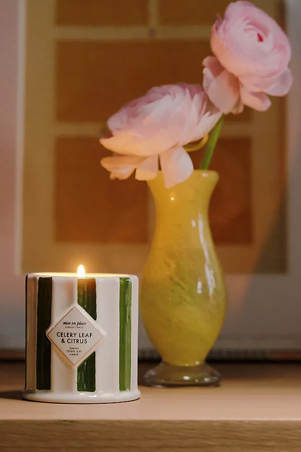 mise en place Celery Leaf & Citrus Ceramic Candle - Small by Anthropologie