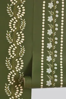 Botanic Stripe Floral Wallpaper - Green product