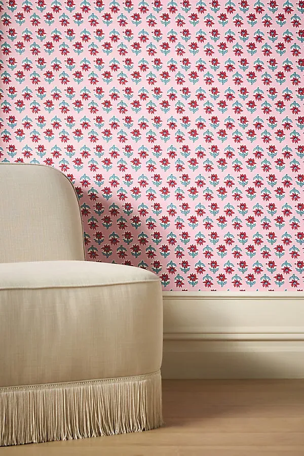 Furbish x Mitchell Black Sabrina Floral Wallpaper - Pink product