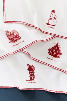 Christmas Napkins Set of 4 - Cotton, Linen by Anthropologie, alternate view