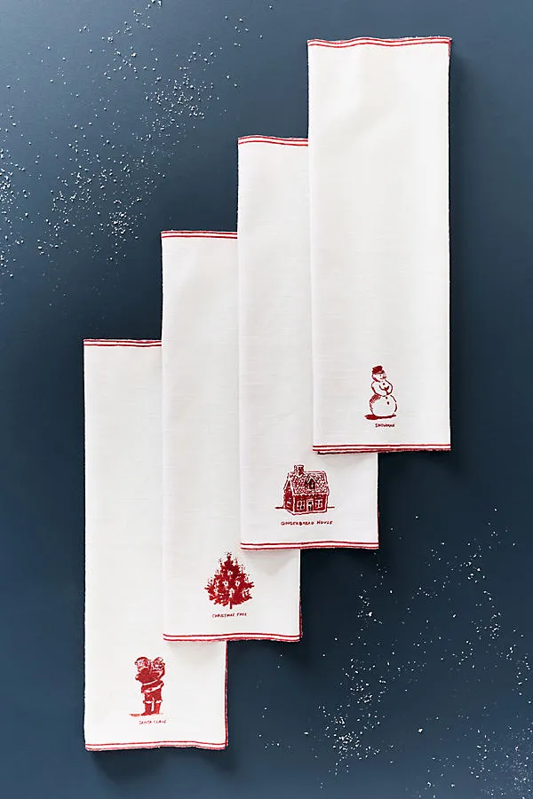 Christmas Napkins Set of 4 - Cotton, Linen by Anthropologie