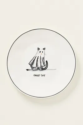 Halloween Cat Dessert Plate - White alternate view