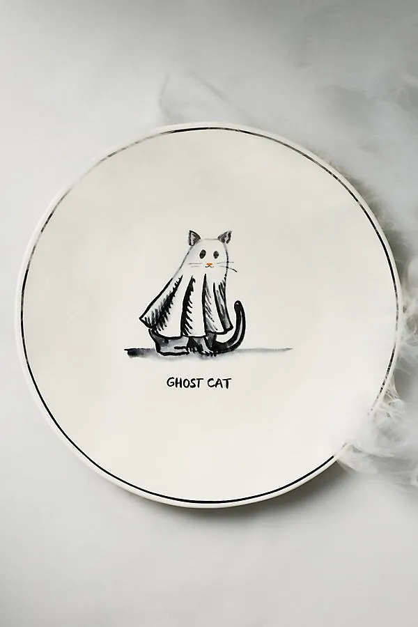Halloween Cat Dessert Plate - White product