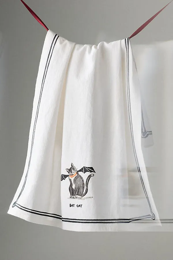Halloween Dish Towel - Black, Cotton by Anthropologie, alternate view