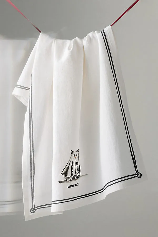 Halloween Dish Towel - Black, Cotton by Anthropologie