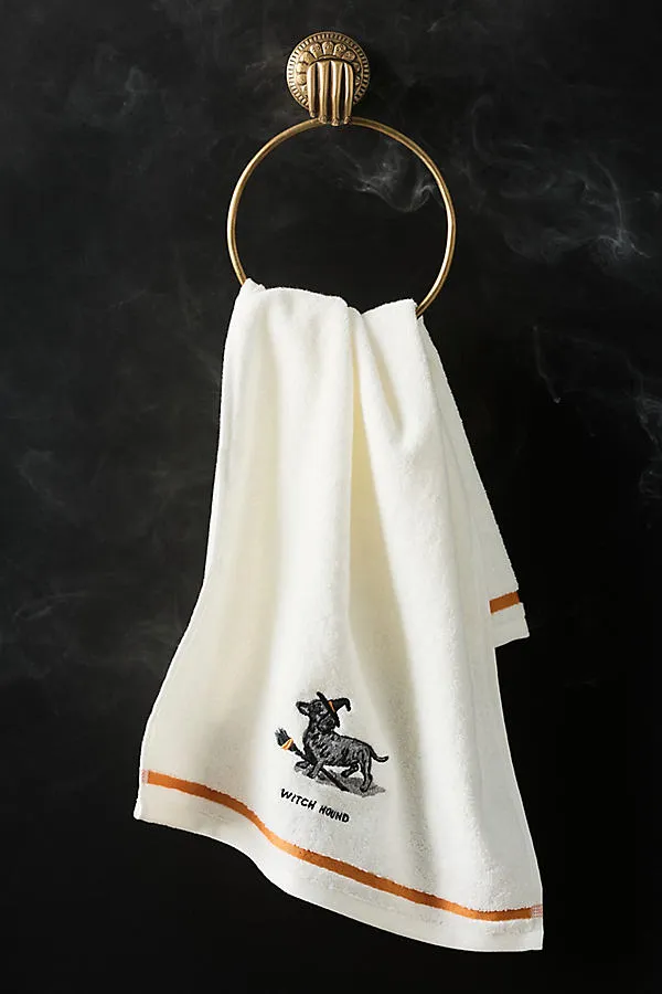 Halloween Embroidered Hand Towel - White, Cotton product