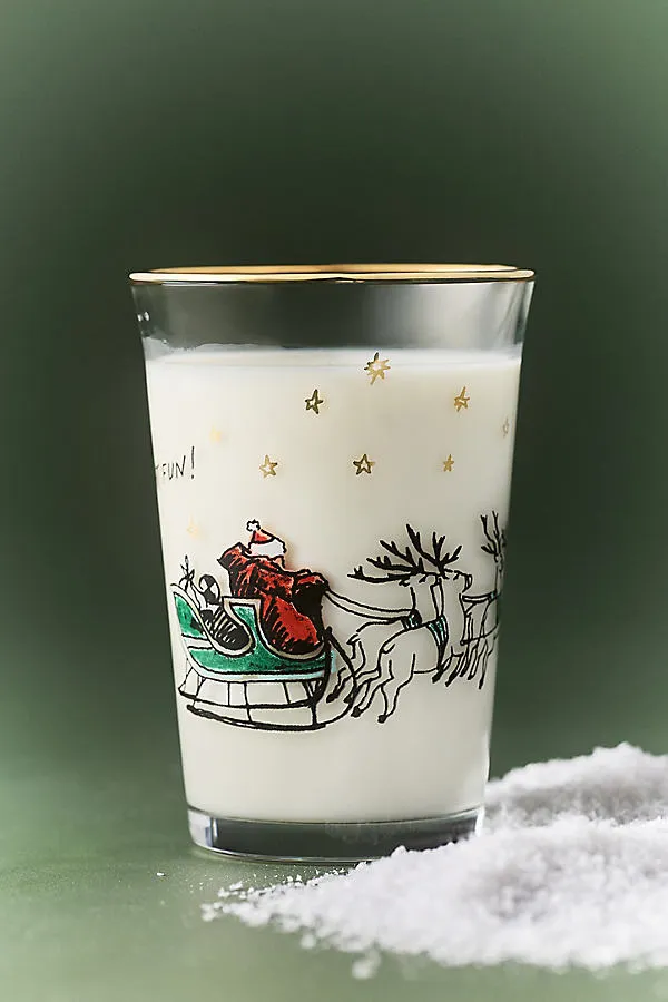 Holiday Juice Glass - Red, Gold-Toned Rim by Anthropologie