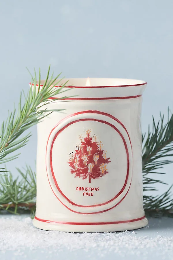 Molly Hatch Fresh Balsam & Cedarwood Ceramic Candle - Red by Anthropologie