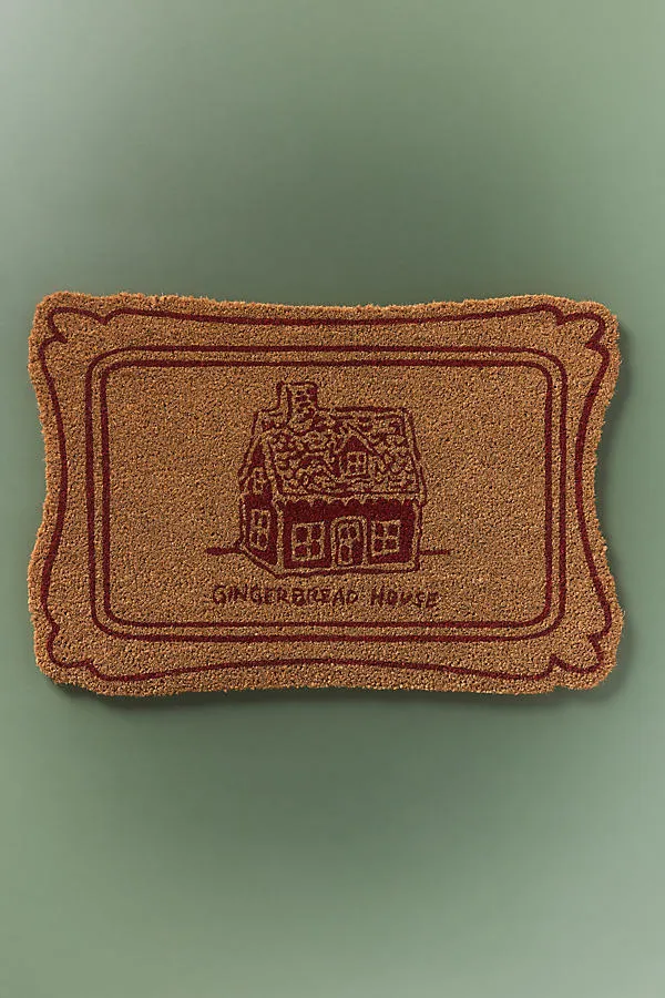 Molly Hatch Gingerbread House Printed Doormat - Coir by Anthropologie