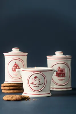 Molly Hatch Gourmand Caramel Spice Wonderland Ceramic Candle - Red by Anthropologie, alternate view